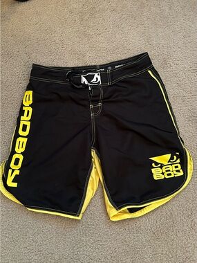 Bad Boy Men's Black & Yellow Swim Board Shorts